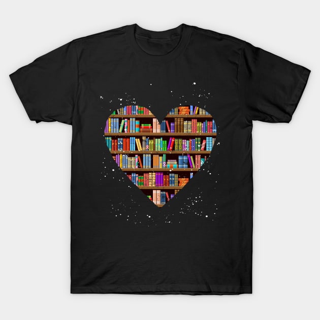 reading love bookshelf T-Shirt by ShirtsShirtsndmoreShirts